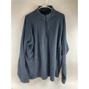 Salt Water Sweater Men's Size XL Blue Black Pullover 1/4 Zip Fleece Thumb Hole